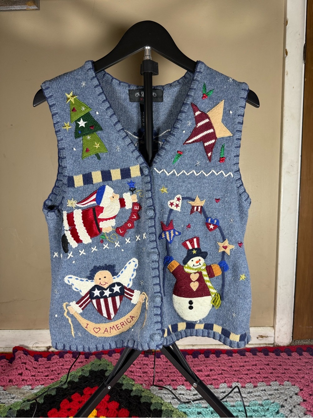 Vintage Segue Embroidered Women’s Christmas Sweater Vest